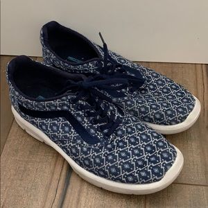 Patterned Fabric Navy Blue Vans